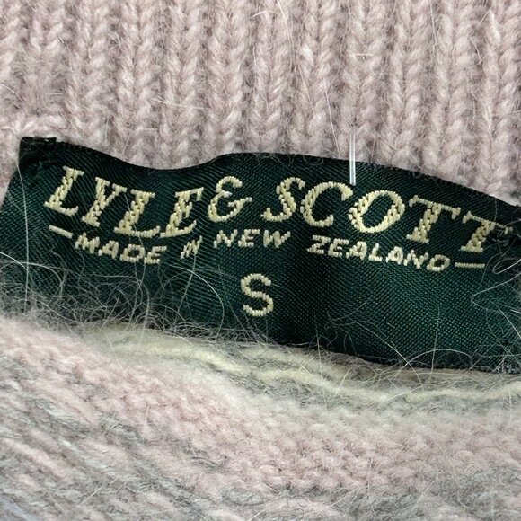 Vintage Lyle & Scott Angora Lambswool Blend Nordic Sweater Small Pink Fair Isle - Picture 3 of 8